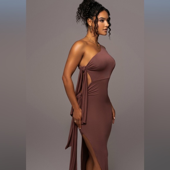 JLUXLABEL Chocolate Out Of Mind One Shoulder Dress Hot - Picture 3 of 11